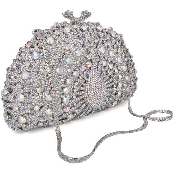 Crystal Peacock Rhinestone Clutch Evening Bag - Picture 14 of 16